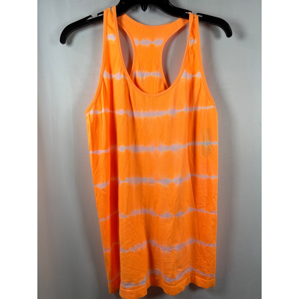 City Streets Womens XL Orange Tie Dye Racerback Seamless Mesh Back Tank Top NWT